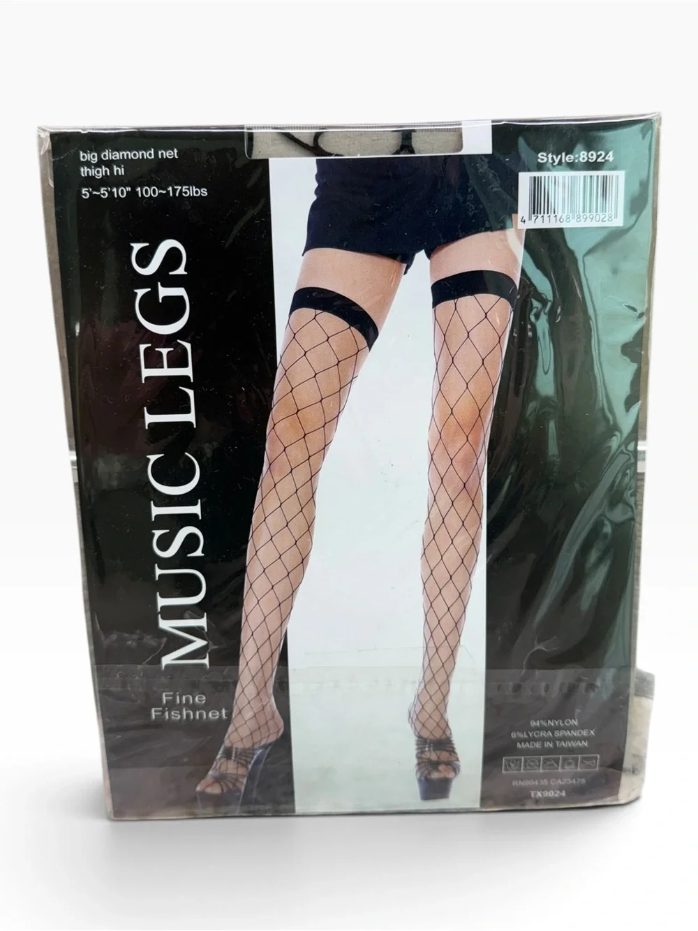 Music Legs Big Diamond Net Thigh Hi Stockings Black 8924 OS Fits 5’-5’10”